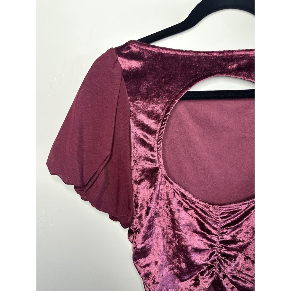 Free People Intimately Velvet Blouse Puff Sleeve Size M Romantic Coquette Whimsy - Picture 7 of 10